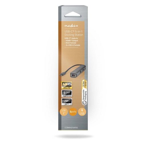 Nedis CCBW64210AT02 USB-C (USB C) dugó - 3x USB, HDMI, RJ45, 5 Gbps