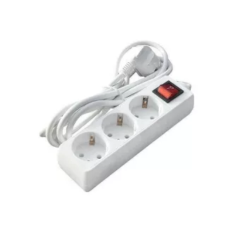   BLACKBIRD Hálózati elosztó 1.5m 3xSCHUKO 16/A/250V/3500W + kapcsoló, Fehér