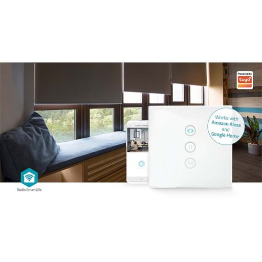 Nedis WIFIWC10WT Wi-Fi függöny, redőny, napellenző vezérlő kapcsoló, 300 W, Android / IOS, Smart life család tagja