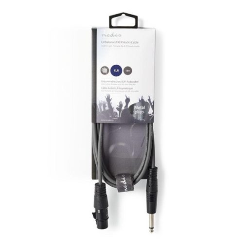 Nedis COTH15120GY15 félprofi audio kábel, 6,35mm mono jack dugó - 3p XLR aljzat, hossz 1,5m, rugalmas