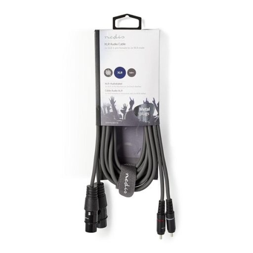 Nedis COTH15230GY30 félprofi audio kábel, 2x XLR aljzat - 2x RCA dugó, 3m
