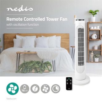  Nedis FNTR13CWT40 oszlop (toronyventilátor) ventilátor, 50W, 3 fokozat, időkapcsoló, távirányító