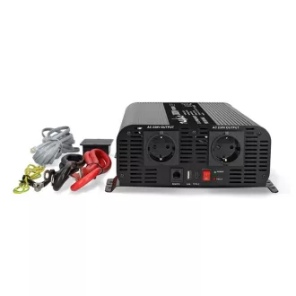   Nedis PIP200024FBK szinusz inverter 24V DC - 230V AC 50Hz, üzemi teljesítmény 2000W, csúcsteljesítmény 4000W