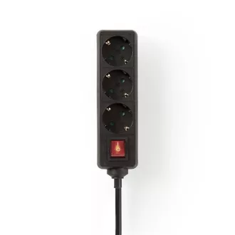   Nedis ESOC315F2BK 3 aljzatos kapcsolós elosztó, 1.5 m, 3680 W, 16 A, H05VV-F 3G1,5mm2