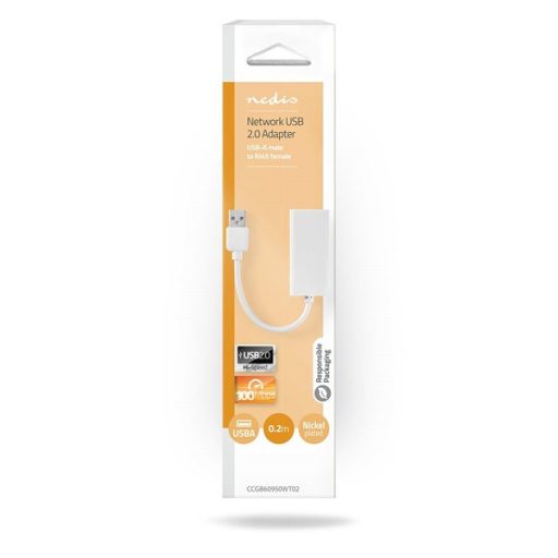 Nedis CCGB60950WT02 USB hálózati adapter, USB 2.0 - RJ45, 100 Mbps