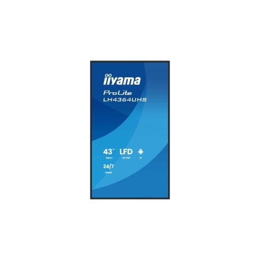 iiyama Prolite LFD 24/7 64.5" LH4364UHS-B1AG, 3840x2160, 16:9, 500cd/m2, 6,5ms,4000:1, HDMIx2/USB-C/USBx2/RS232C/RJ45/IR