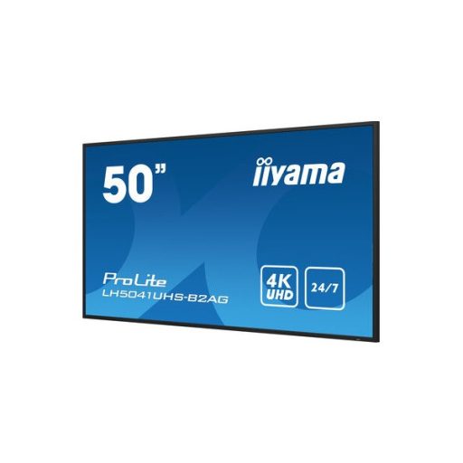 iiyama Prolite 24/7 50", 3840x2160, 16:9, 500cd/m2, 9,5ms,5000:1, HDMIx3/VGA/USB/RS232C/RJ45/IR, LH5041UHS-B2AG