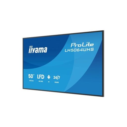 iiyama Prolite IPS 24/7 50", 3840x2160, 16:9, 500cd/m2, 6,5ms,1200:1, HDMIx2/USB-C/USBx2/RS232C/RJ45/IR, LH5064UHS-B1AG