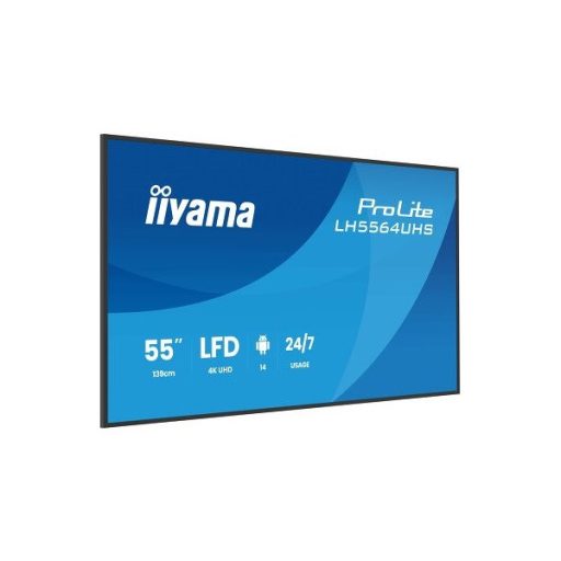 iiyama Prolite 24/7 55", 3840x2160,16:9, 500cd/m2, 6,5ms,5000:1, HDMIx2/USB-C/USBx2/RS232C/RJ45/IR, LH5564UHS-B1AG