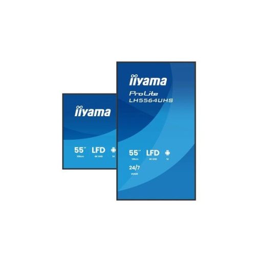 iiyama Prolite 24/7 55", 3840x2160,16:9, 500cd/m2, 6,5ms,5000:1, HDMIx2/USB-C/USBx2/RS232C/RJ45/IR, LH5564UHS-B1AG