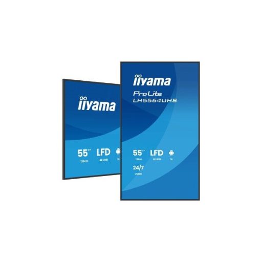 iiyama Prolite 24/7 55", 3840x2160,16:9, 500cd/m2, 6,5ms,5000:1, HDMIx2/USB-C/USBx2/RS232C/RJ45/IR, LH5564UHS-B1AG