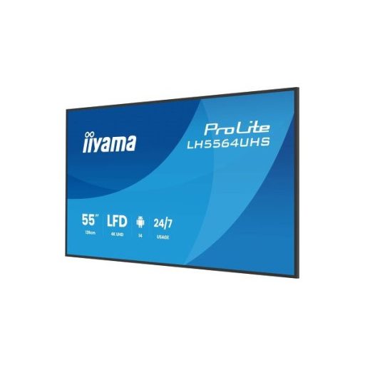 iiyama Prolite 24/7 55", 3840x2160,16:9, 500cd/m2, 6,5ms,5000:1, HDMIx2/USB-C/USBx2/RS232C/RJ45/IR, LH5564UHS-B1AG