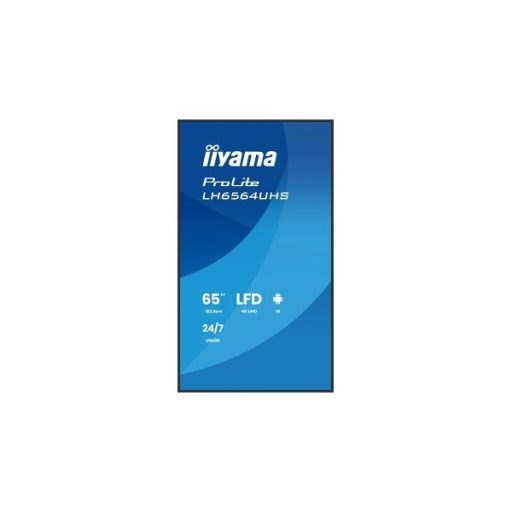 iiyama Prolite LFD 24/7 65" LH6564UHS-B1AG, 3840x2160, 16:9, 500cd/m2, 6,5ms,5000:1, HDMIx2/USB-C/USBx2/RS232C/RJ45/IR