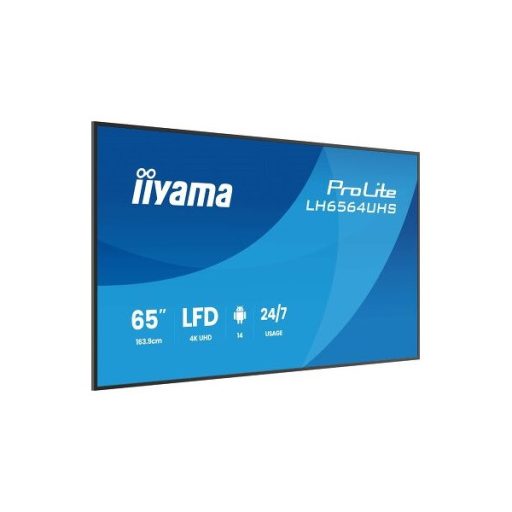 iiyama Prolite LFD 24/7 65" LH6564UHS-B1AG, 3840x2160, 16:9, 500cd/m2, 6,5ms,5000:1, HDMIx2/USB-C/USBx2/RS232C/RJ45/IR