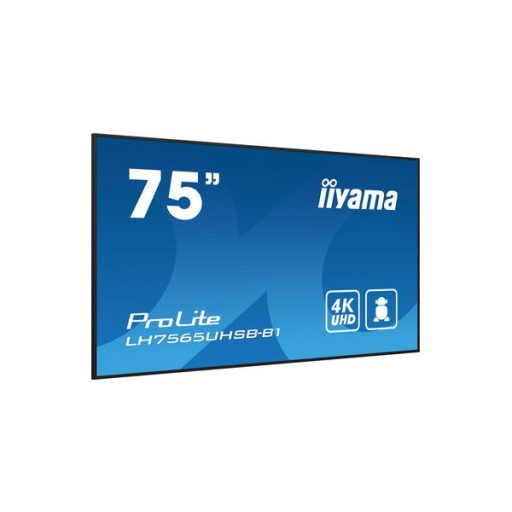 iiyama Prolite IPS 24/7 74,5", 3840x2160,16:9, 800cd/m2, 8ms,1200:1, HDMIx2/DP/USBx2/RS232C/RJ45 LH7565UHSB-B1