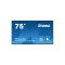 iiyama Prolite IPS 24/7 75", 3840x2160,16:9, 500cd/m2, 8ms,1200:1, HDMIx3/DPx2/USBx2/RS232C/RJ45/IR LH7575UHS-B1AG