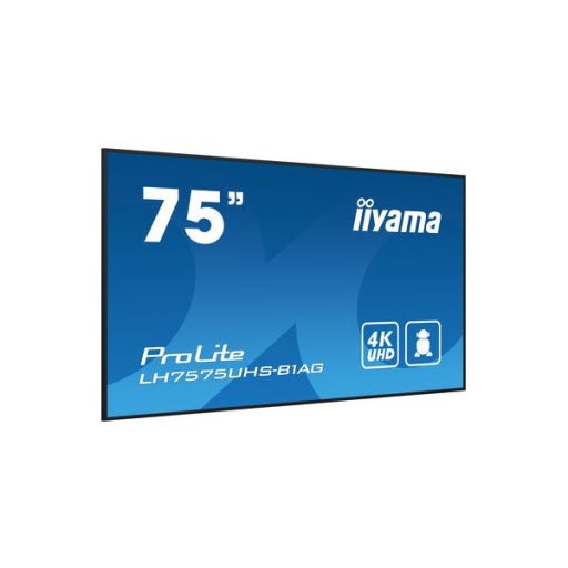 iiyama Prolite IPS 24/7 75", 3840x2160,16:9, 500cd/m2, 8ms,1200:1, HDMIx3/DPx2/USBx2/RS232C/RJ45/IR LH7575UHS-B1AG