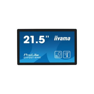   iiyama kültéri touch monitor, 21,5", 1920x1080, 16:9, 1100cd, 25ms, 5000:1, VGA/HDMI/DP/RJ45 , OTF2216MC-B1