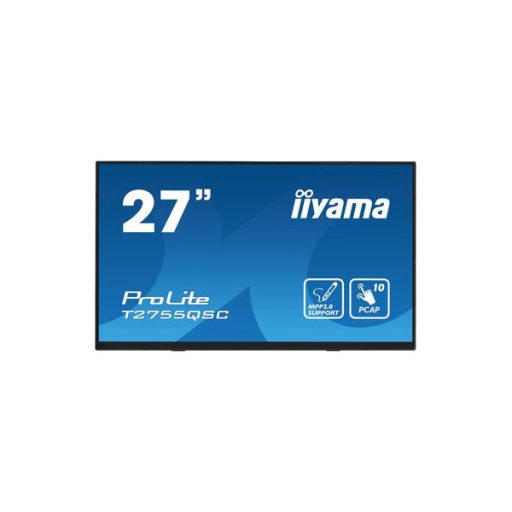 iiyama touch IPS monitor, 27", 2560 x 1440, 16:9, 400cd, 5ms, 1000:1, HDMI/DP/USBx2, T2755QSC-B1