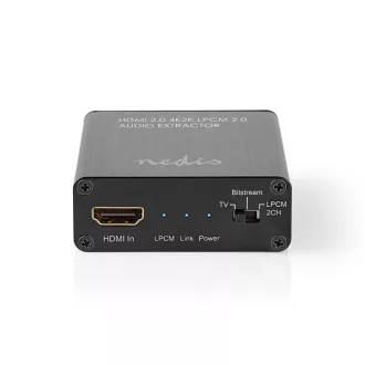   Nedis VEXT3470AT HDMI jel leválasztó (extractor), HDMI bemenet - HDMI kimenet, TosLink anya,  3,5 mm jack anya, 4K@60Hz