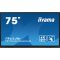 iiyama touch IPS monitor, 75", 3840 x 2160, 16:9, 400cd, 8ms, 1200:1, VGA/HDMIx4/USB-C/USBx5/RJ45x3/RS-232C/IR