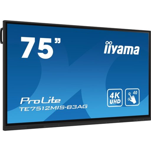 iiyama touch IPS monitor, 75", 3840 x 2160, 16:9, 400cd, 8ms, 1200:1, VGA/HDMIx4/USB-C/USBx5/RJ45x3/RS-232C/IR