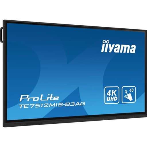 iiyama touch IPS monitor, 75", 3840 x 2160, 16:9, 400cd, 8ms, 1200:1, VGA/HDMIx4/USB-C/USBx5/RJ45x3/RS-232C/IR