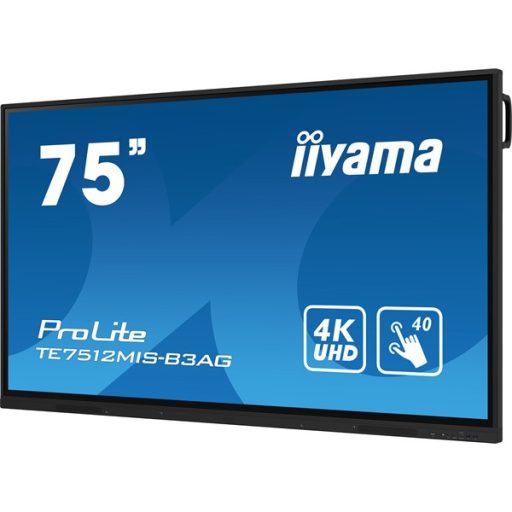 iiyama touch IPS monitor, 75", 3840 x 2160, 16:9, 400cd, 8ms, 1200:1, VGA/HDMIx4/USB-C/USBx5/RJ45x3/RS-232C/IR
