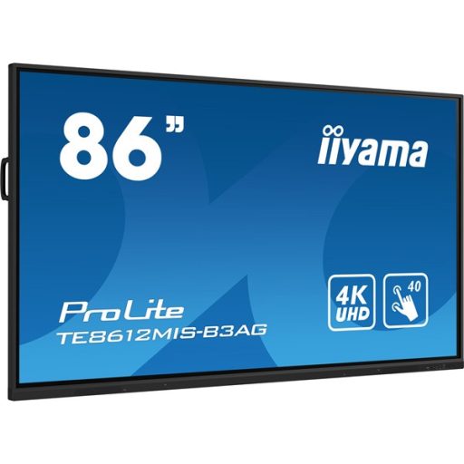 iiyama 24/7 interaktív kijelző, 85,6" , 3840 x 2160, 16:9, 400cd, 8ms, 4000:1,VGA/HDMIx4/USB-C/USBx5/RS-232c/RJ45x2/IR