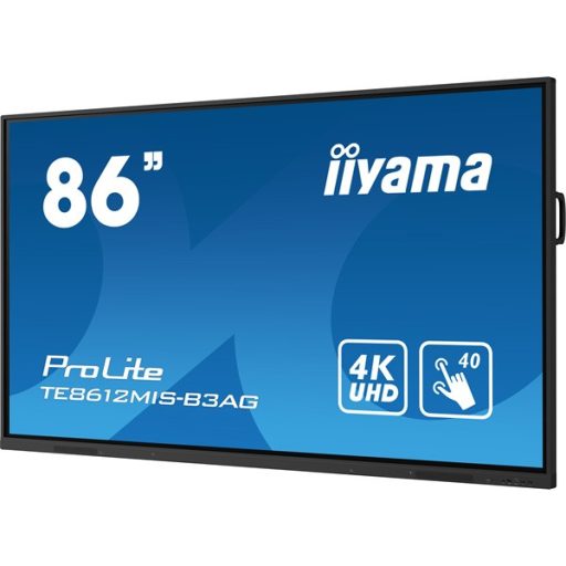 iiyama 24/7 interaktív kijelző, 85,6" , 3840 x 2160, 16:9, 400cd, 8ms, 4000:1,VGA/HDMIx4/USB-C/USBx5/RS-232c/RJ45x2/IR