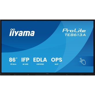   iiyama interaktív kijelző, 85,6" , 3840 x 2160, 16:9, 450cd, 8ms, 1200:1, HDMIx3/DP/USB-Cx2/USBx5/RS-232c/RJ45x2