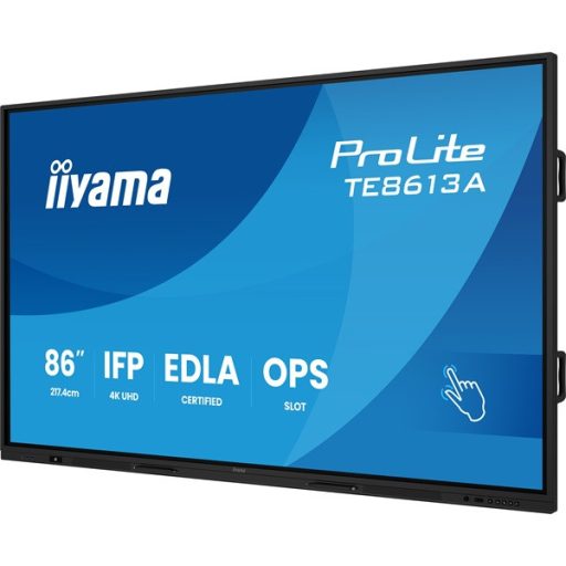 iiyama interaktív kijelző, 85,6" , 3840 x 2160, 16:9, 450cd, 8ms, 1200:1, HDMIx3/DP/USB-Cx2/USBx5/RS-232c/RJ45x2