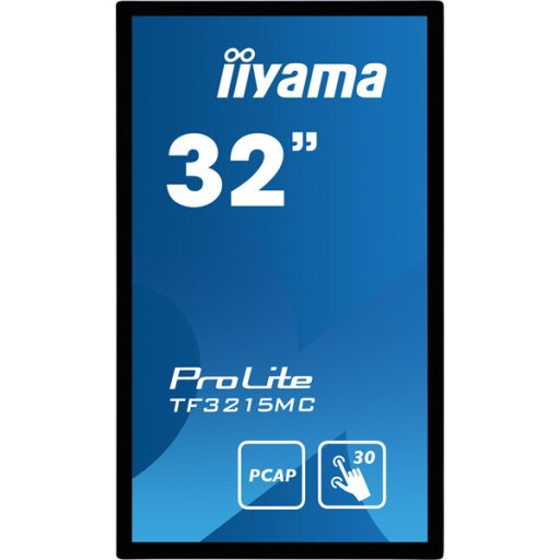 iiyama 24/7 touch monitor, 31,5", 1920 x 1080, 16:9, 500cd, 8ms, 3000:1, VGA/HDMI/DP TF3215MC-B2