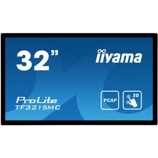 iiyama 24/7 touch monitor, 31,5", 1920 x 1080, 16:9, 500cd, 8ms, 3000:1, VGA/HDMI/DP TF3215MC-B2