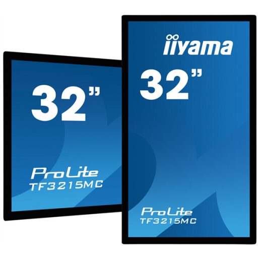 iiyama 24/7 touch monitor, 31,5", 1920 x 1080, 16:9, 500cd, 8ms, 3000:1, VGA/HDMI/DP TF3215MC-B2