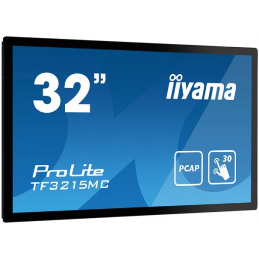 iiyama 24/7 touch monitor, 31,5", 1920 x 1080, 16:9, 500cd, 8ms, 3000:1, VGA/HDMI/DP TF3215MC-B2