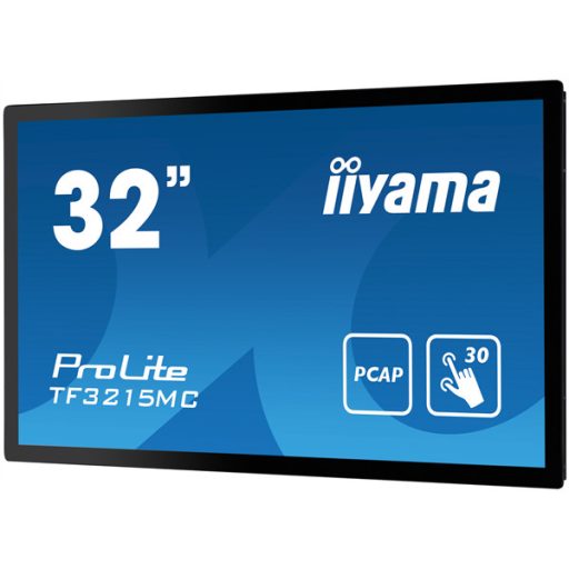 iiyama 24/7 touch monitor, 31,5", 1920 x 1080, 16:9, 500cd, 8ms, 3000:1, VGA/HDMI/DP TF3215MC-B2
