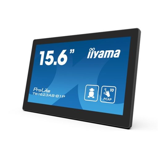 iiyama touch monitor, 24/7, 15,6", 1920 x 1080, 16:9, 450cd, 30ms, 1000:1, HDMI/USBx3/RJ45, TW1623AS-B1P