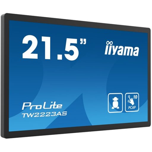 iiyama touch monitor, 24/7, 21,5", 1920 x 1080, 16:9, 400cd, 18ms, 3000:1, HDMI/USBx5/RJ45, TW2223AS-B2