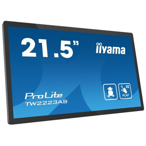 iiyama touch monitor, 24/7, 21,5", 1920 x 1080, 16:9, 400cd, 18ms, 3000:1, HDMI/USBx5/RJ45, TW2223AS-B2