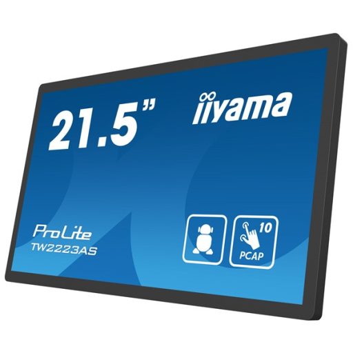 iiyama touch monitor, 24/7, 21,5", 1920 x 1080, 16:9, 400cd, 18ms, 3000:1, HDMI/USBx5/RJ45, TW2223AS-B2