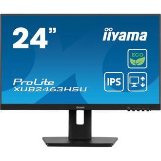   iiyama Prolite IPS ECO monitor, 23,8", 1920 x 1080, 16:9, 250cd, 3ms, 1300:1 HDMI/DP/USBx2, XUB2463HSU-B1