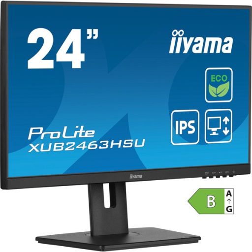 iiyama Prolite IPS ECO monitor, 23,8", 1920 x 1080, 16:9, 250cd, 3ms, 1300:1 HDMI/DP/USBx2, XUB2463HSU-B1