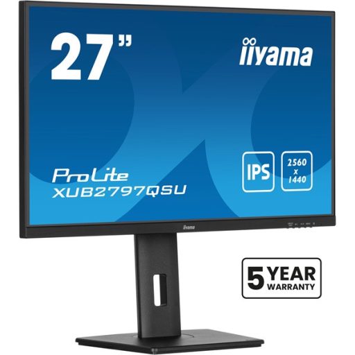iiyama Prolite IPS monitor, 27", 2560 x 1440, 16:9, 300cd, 1ms, 1300:1, HDMI/DP/USBx2, XUB2797QSU-B2