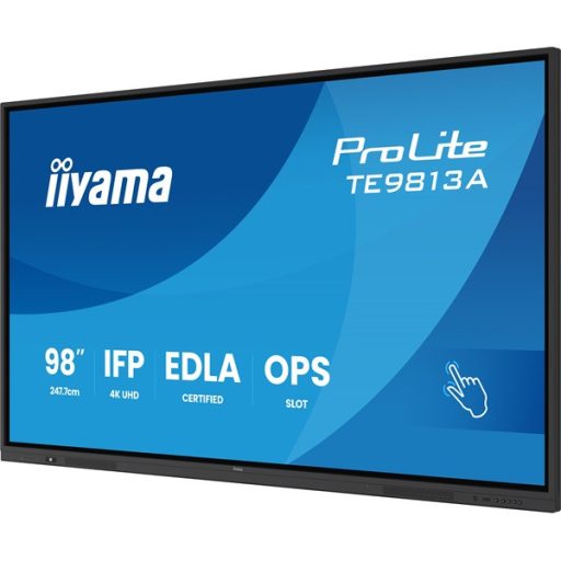 iiyama interaktív IPS kijelző, 97,5" 3840 x 2160, 16:9, 450cd, 8ms,1200:1/HDMIx3/DP/USB-Cx2/USBx5/RS-232c/RJ45x2