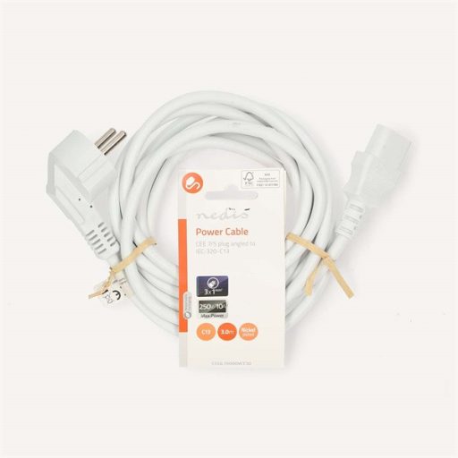 Nedis CEGL10000WT30 táp kábel IEC-320-C13, 3 x 0.75 mm˛ hossz 3m, fehér