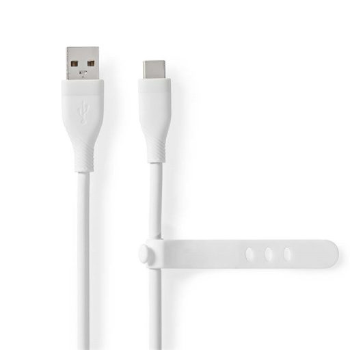 Nedis CCGB60800WT15 flexibilis USB A - USB C (USB-C) kábel, USB2.0, 15W, hossz 1,5m, fehér rugalmas szilikon