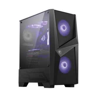   MSI Ház Midi ATX FORGE 100M, 2xARGB ventilátor, Tápegység nélkül, üvegfalú, fekete