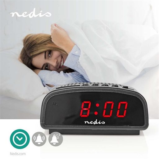 Nedis CLDK008BK digitális asztali óra, ébresztés, szundi funkció