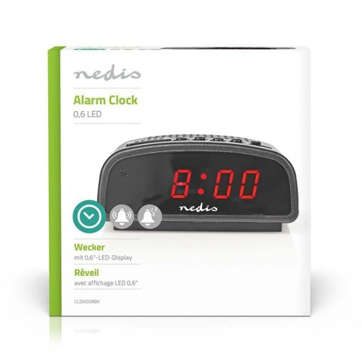 Nedis CLDK008BK digitális asztali óra, ébresztés, szundi funkció